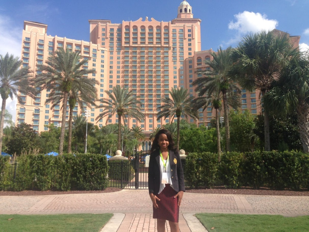 Chidera Oku in front of the Marriott hotel in Orlando