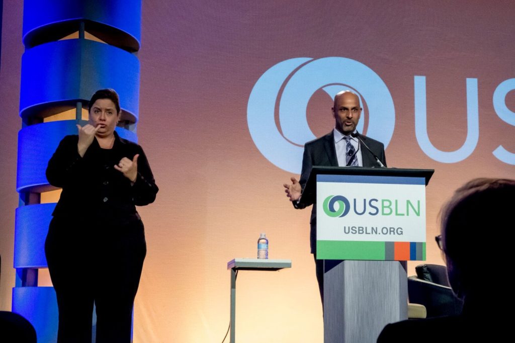 Apoorva Gandhi, Vice President, Multicultural Affairs at Marriott International and USBLN Board Member, moderates the Plenary Session: The Technology Marketplace