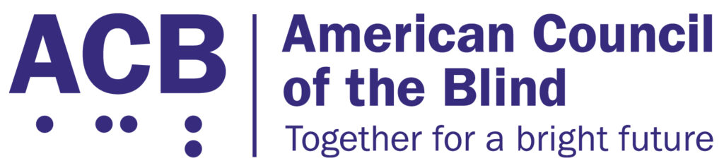 American Council of the Blind logo with tagline: Together for a bright future